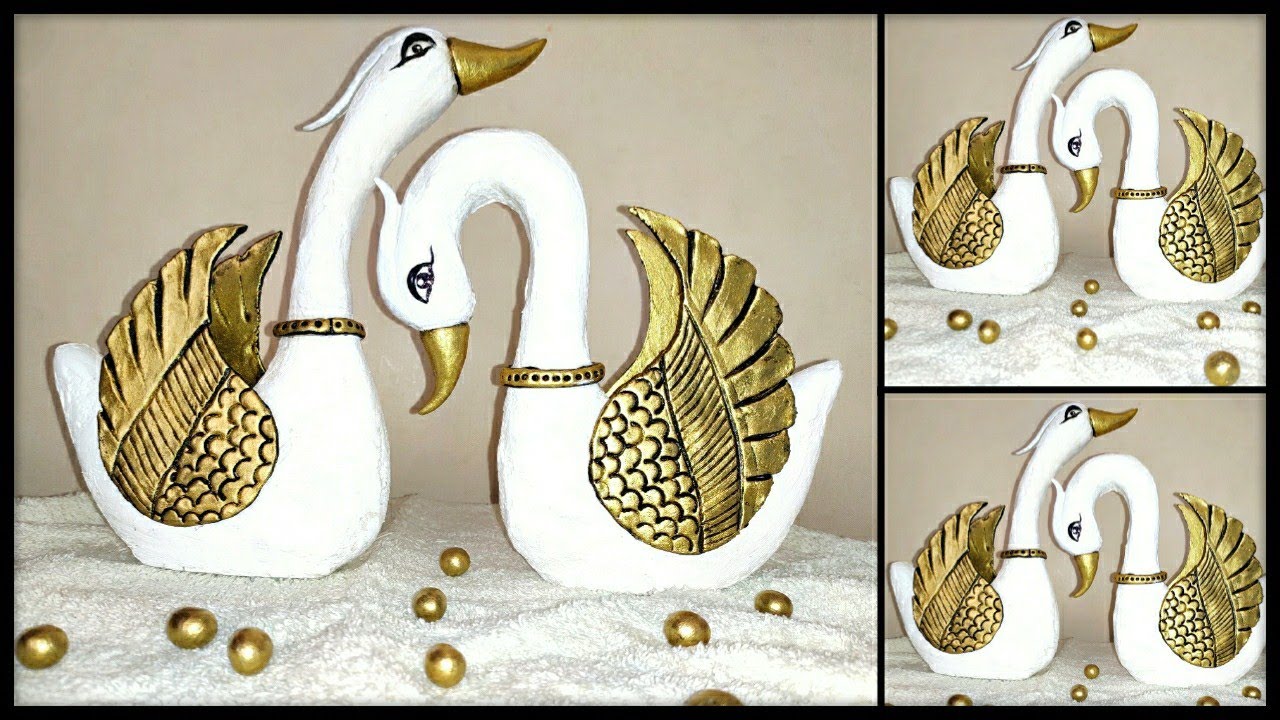 Swan Bird Couple Sculpture/Home Decor/Clay Sculpture/Art and Craft