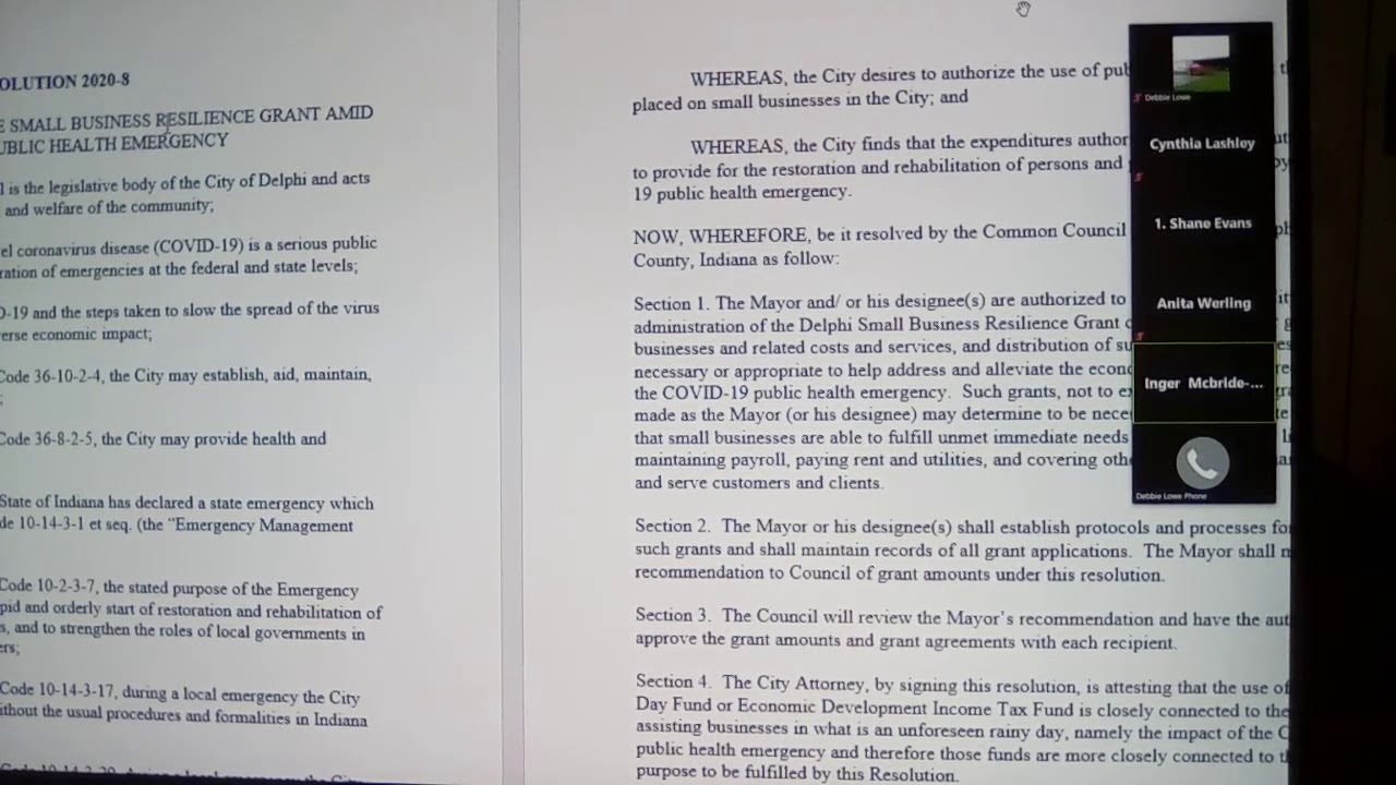 April 15 Delphi Special City Council meeting to discuss business grants