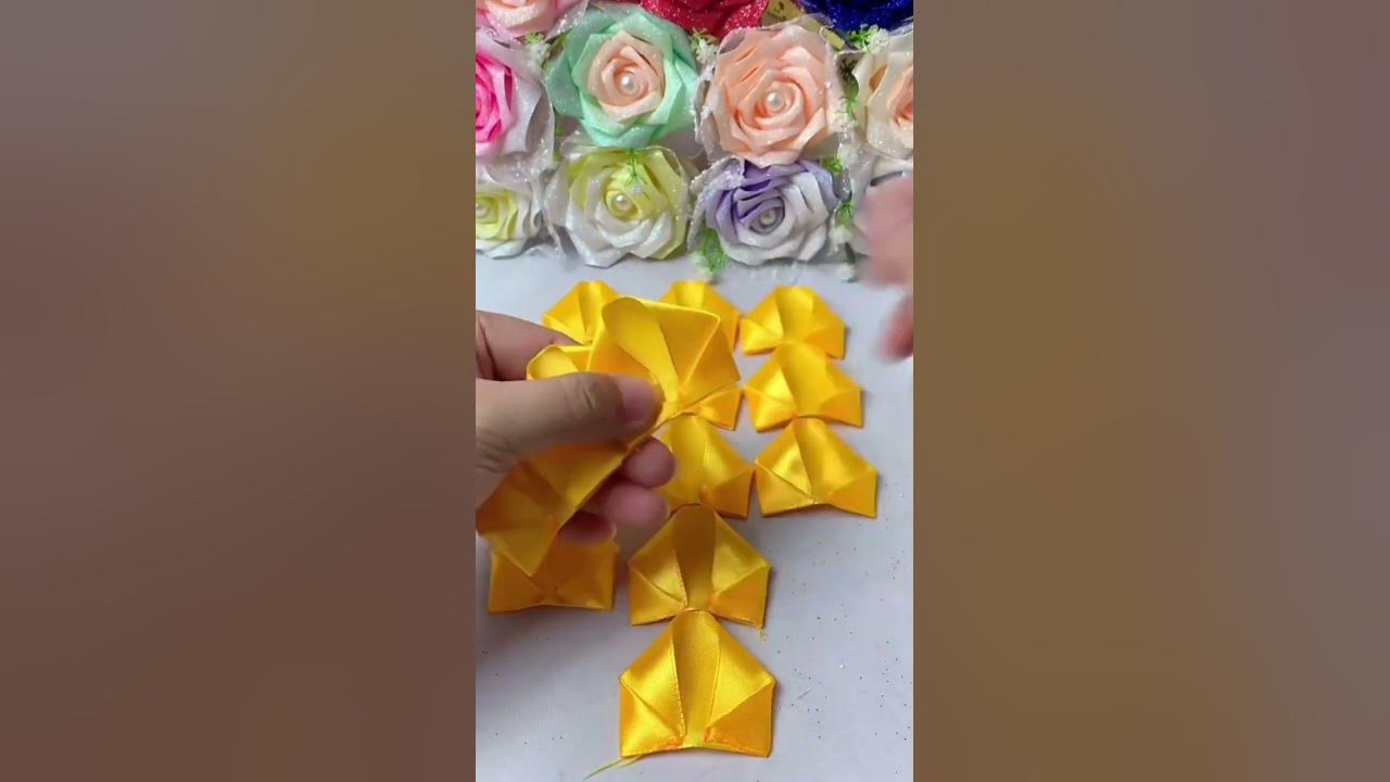 Handmade diy ribbon rose flowers gift craft #handmade #diy #flowers #rose #tutorial #handmadegifts