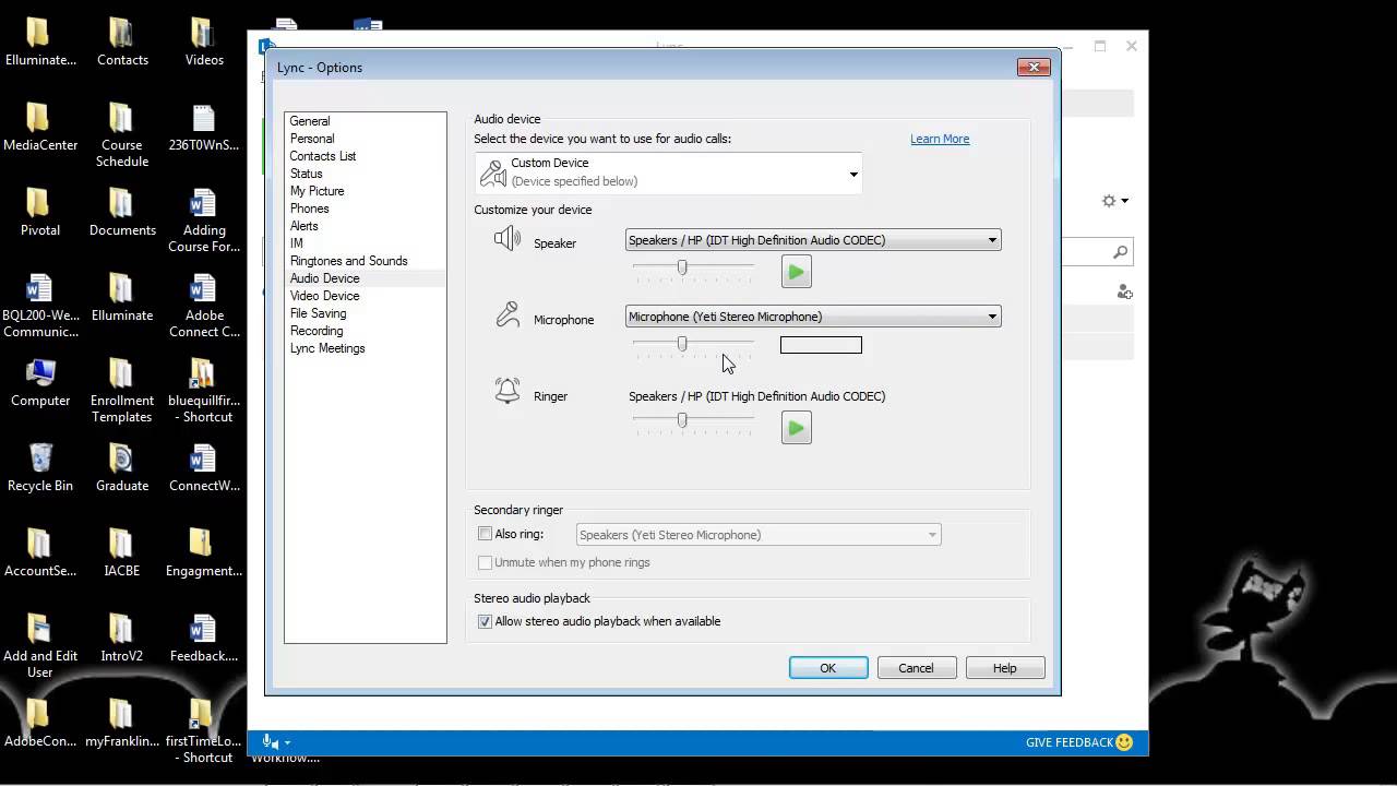 Setup Audio and Video - Lync - YouTube