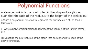Polynomial Functions For SURFACE AREA & VOLUME Of Cylindrical Storage Tank