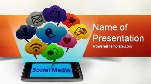 Social Media on Smartphone PowerPoint Template by PoweredTemplate.com