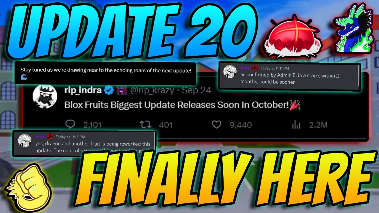 ⭐Blox Fruits Update 20 All Confirmed Fruit + Sword Reworks..!! 