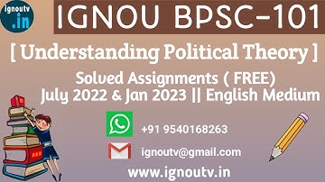 IGNOU BPSC-101 Solved Assignment July 2022 & Jan 2023 [FREE] || IGNOU BAPSH || IGNOU TV || IGNOU ||