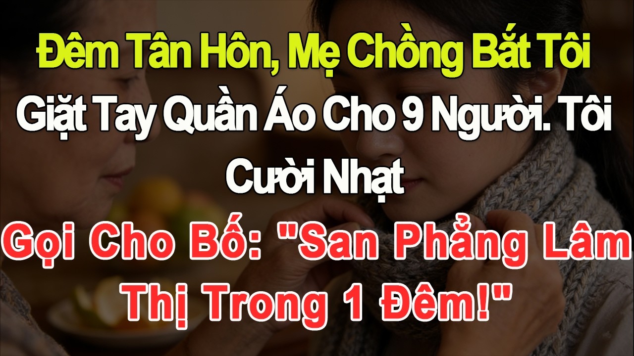 Đêm tân hôn, mẹ chồng bắt tôi giặt tay quần áo cho 9 người. Tôi cười nhạt: 