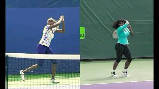 Serena Williams return of serve and Venus