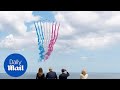 Donald Trump and Emmanuel Macron watch airplane tribute to D-Day