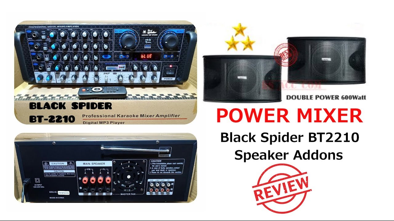 Review Ampli Power Mixer Black Spider BT2210 Speaker Addons YouTube