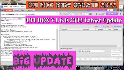 UFI Software version 1.6.0.2333 || UFI UFS ToolBox for UFI-UFS Prog release Update