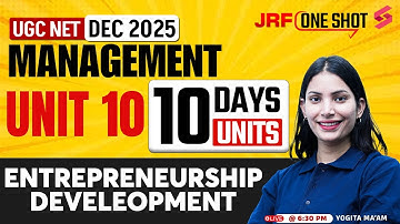UGC NET Management Unit 10 | Entrepreneurship Development UGC NET Management By Yogita Mam