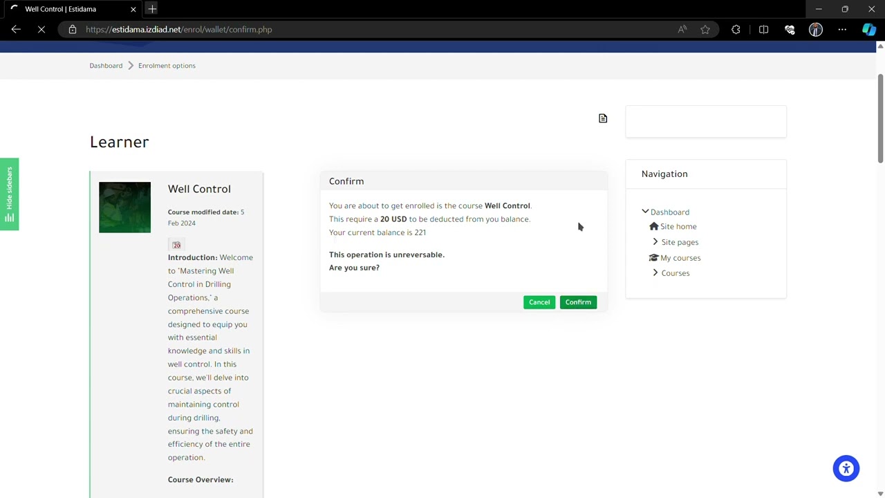 Estidama purchase a course