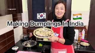 Making Dumplings At Home In India | Korean Living In India