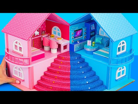 DIY Miniature Cardboard House#18 Make Easy House Hello Kitty vs Frozen in Hot and Cold Style(Part 2)