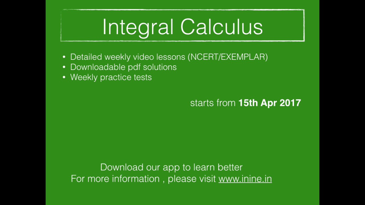 Cbse Class 12 Ncert Book Solutions Integral Calculus Youtube