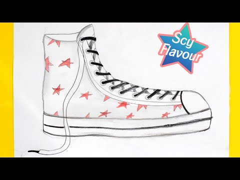 How to draw canvas shoe /Step by step/ Kак Нарисовать Кеды / Как се Рисува Гуменка (кецове)/ лесно