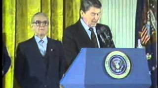 Dr. Hector P. Garcia receiving 'Medal of Freedom' from President Reagan