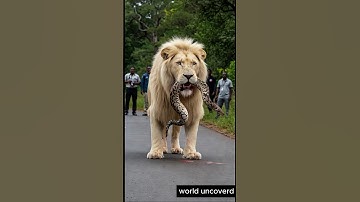 White Lion Catches a Massive Python! Shocking Wildlife Moment! #shorts