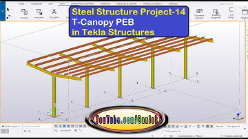 Steel Structure Project 14 T-Canopy PEB in Tekla Structures