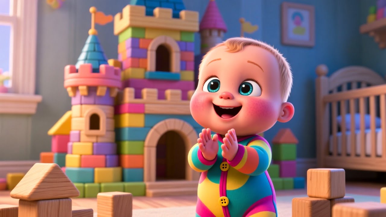 Wooden Block Castle With Baby 🏰🎶 Fun Kids Song | Learn ABCs & Counting Play