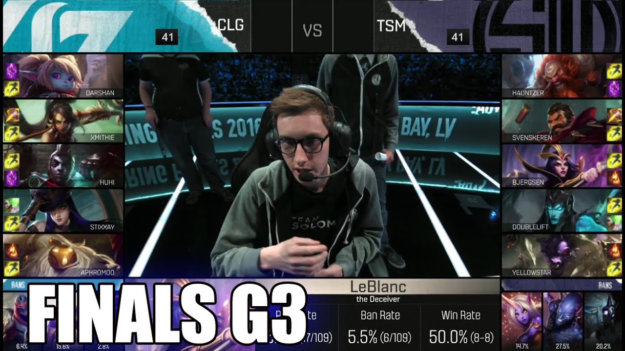 CLG vs TSM | Game 3 Grand Finals S6 NA LCS Spring 2016 | Team Solomid TSM vs CLG G3 1080p