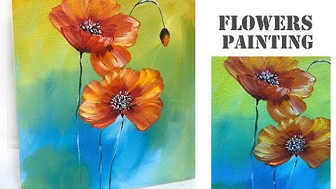 How to paint Easy Flowers on canvas/ Demo /Acrylic Technique on canvas by Julia Kotenko