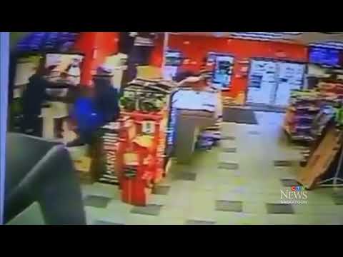 Gas station staff take down man armed with gun in Saskatchewan
