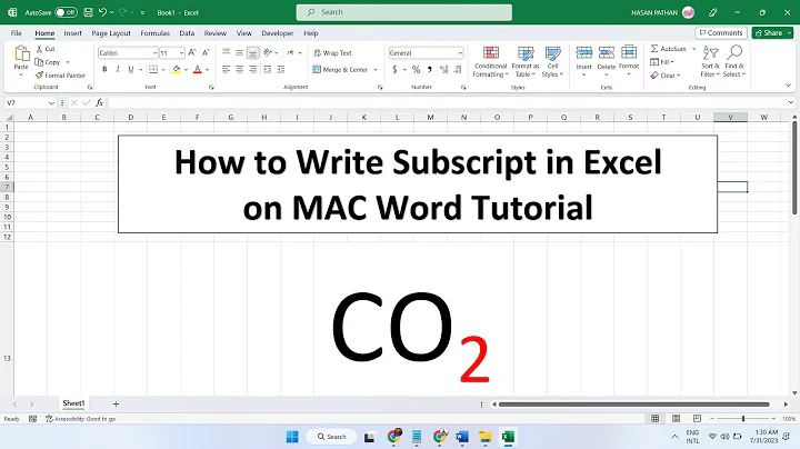 How to write Subscript in Excel on MAC Word Tutorial