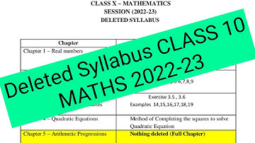 Deleted syllabus of maths class 10 22-23 | Maths reduced syllabus class 10 session 2022-23