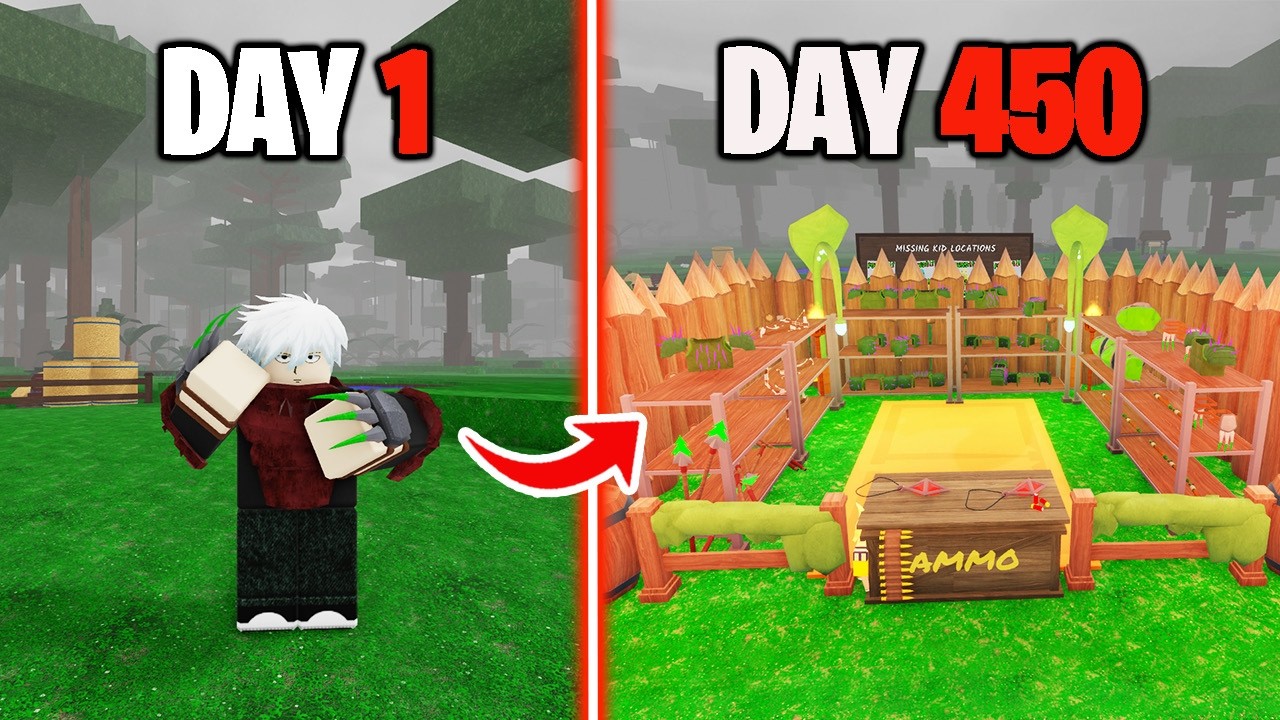 450 Days to Build a Jungle Weapon Base in 99 Nights in the Forest