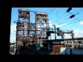 Amtrak and PATH trains on the Dock Bridge in Newark, NJ