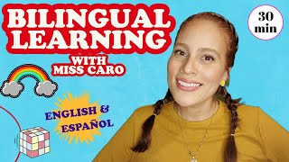 Bilingual Learning | Kids Songs| Colors| Shapes| Learning with Miss Caro| Wheels On The Bus And More