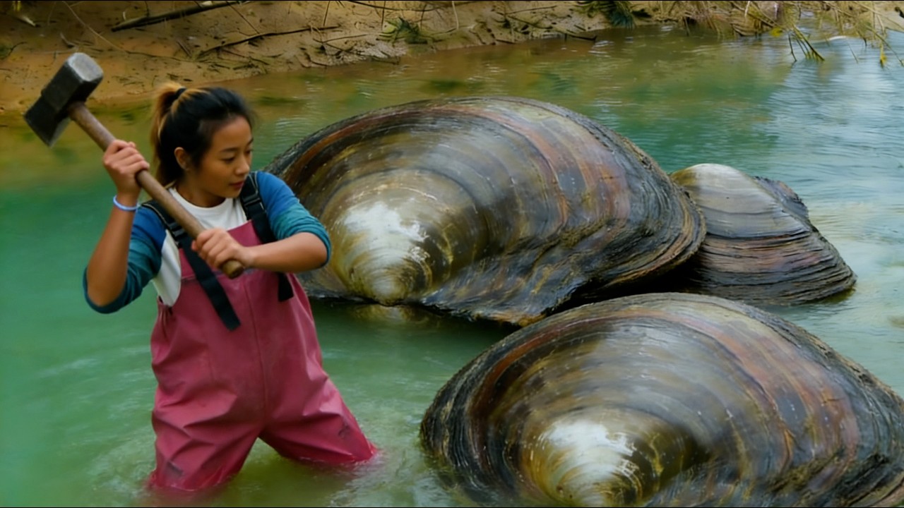 As soon as the girl opened the freshwater pearl clam, her soul was captivated by this dazzling pearl