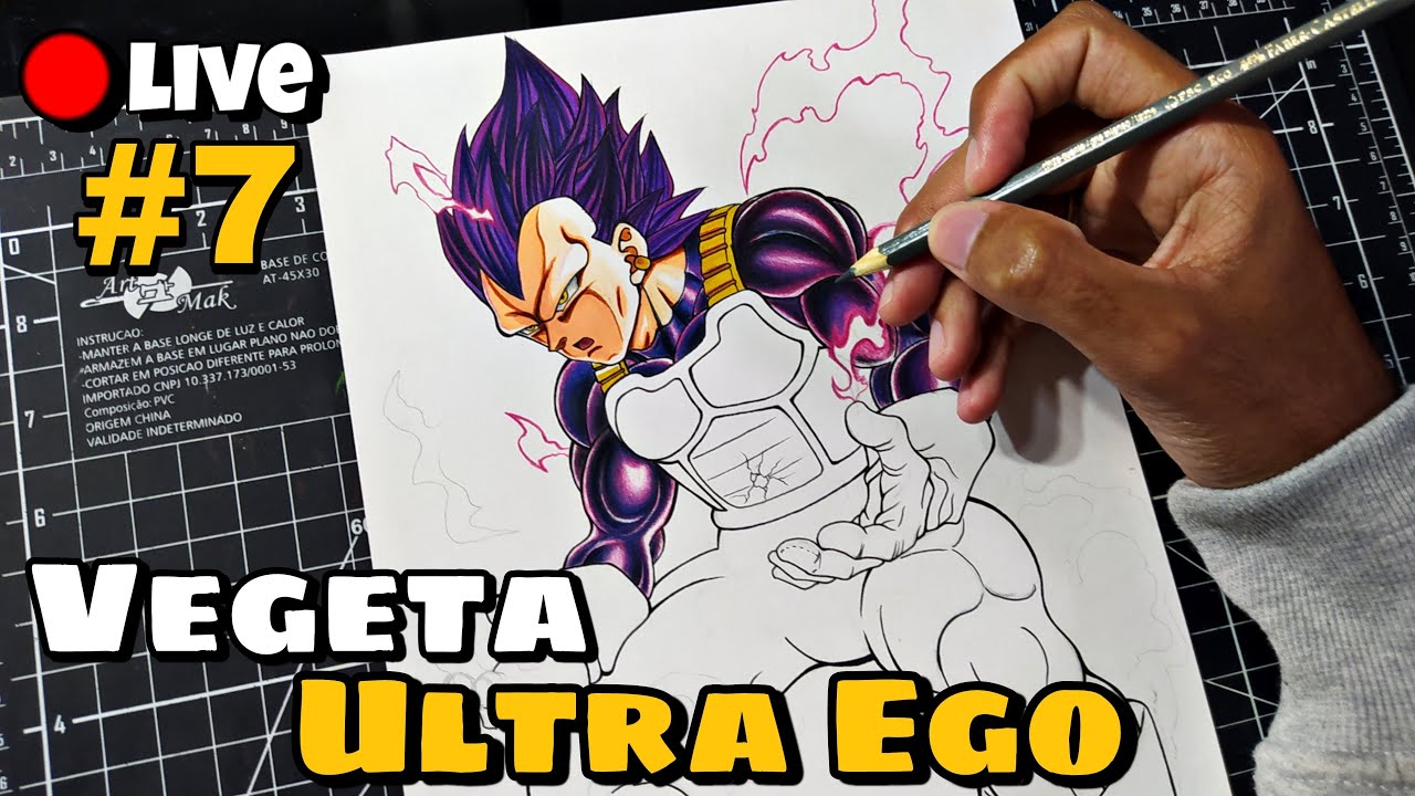Desenhando e colorindo o VEGETA ULTRA EGO Somente Em Live #7 ( Dragon ball  Super ) 
