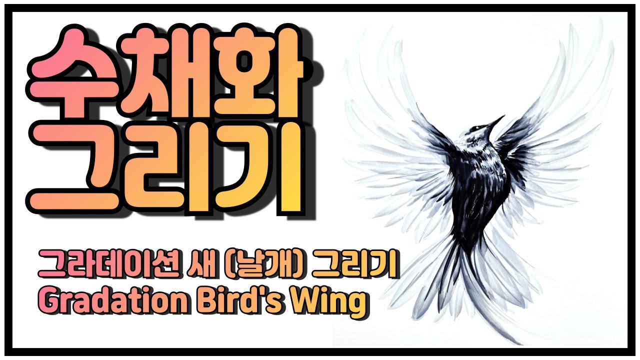 3-кратная скорость / 18 минут Акварельная градиентная живопись птичьих крыльев