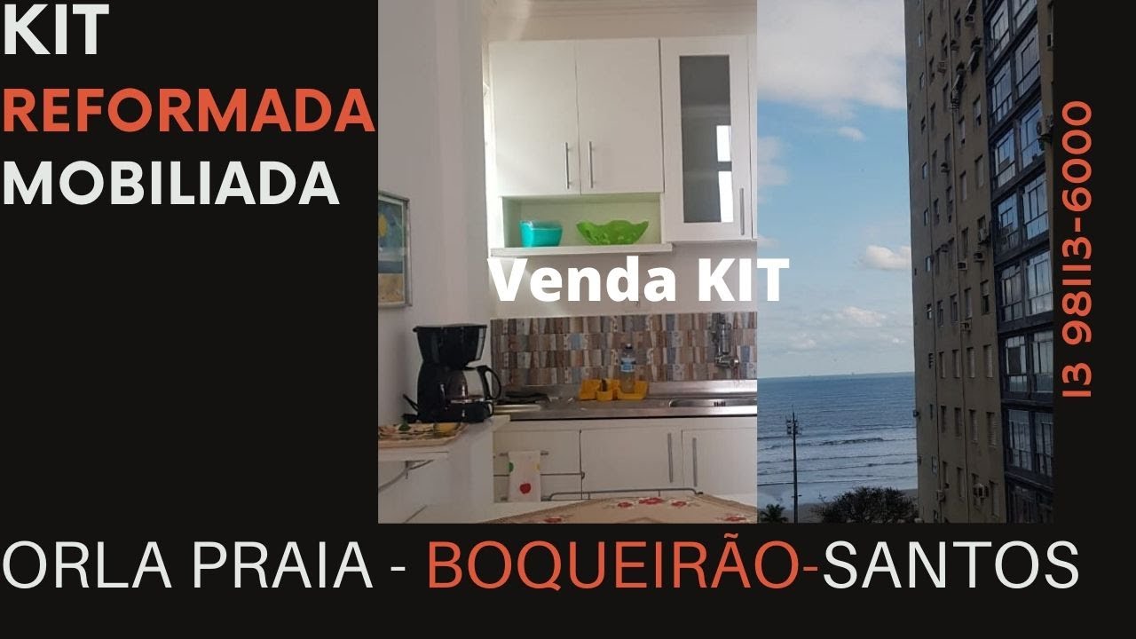 ❌ kitnet com vista ao mar, mobiliado, moderna, na quadra praia Boqueirão em Santos.