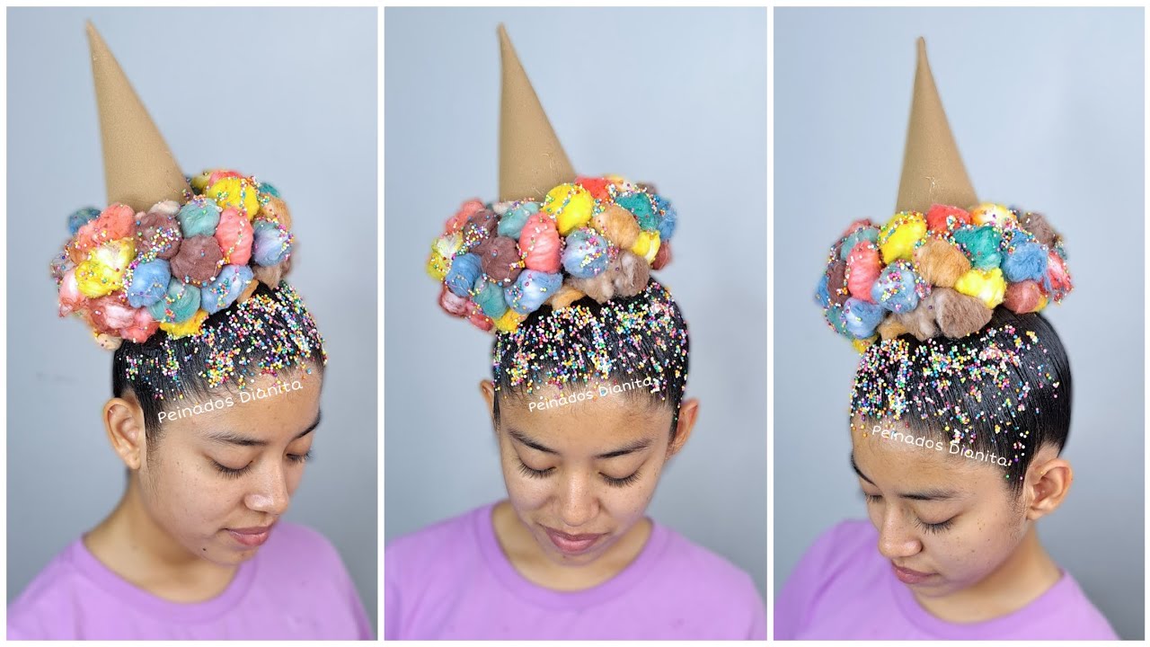 Peinado loco y divertido para niñas 🤪🌈 | crazy hairstyle 🍦🤪