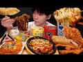 ASMR MUKBANG | 편의점 직접 만든 불닭볶음면 양념치킨 김밥 디저트 먹방 & 레시피 FRIED CHICKEN AND Tteokbokki EATING