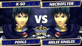 CEO 2025 - K-so (Marth) Vs. Necroflyer (Marth) Smash Melee - SSBM