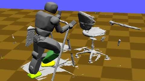 Simulated Hubo robot climbing a stepladder sensed by a Kinect
