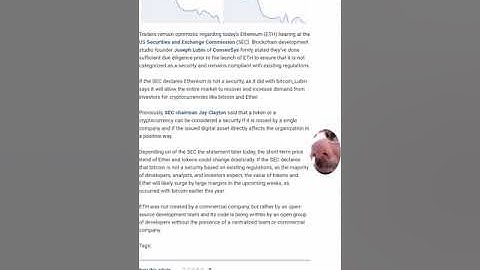 SEC CFTC Ethereum as a Security hearing pre decision comments and hey complainers