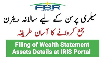 How to declare Assets in IRIS Portal || Filing of Wealth Statement || Submit Assets form FBR Portal