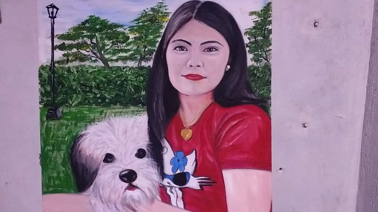 PAINTING A GIRL WITH A DOG // ACRYLIC PAINTING //PAINTING BETH MERCED
