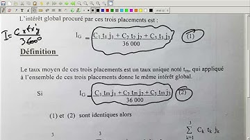 Les intérêts Simples "Vidéo N 4" : Taux Moyen De Plusieurs Placements