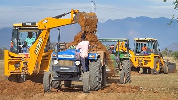 JCB 3DX Plus Loading Mud Mahindra 575 Di Sonalika Di 50 Eicher 551 JohnDeere 5043 4x4 Tractor | Jcb