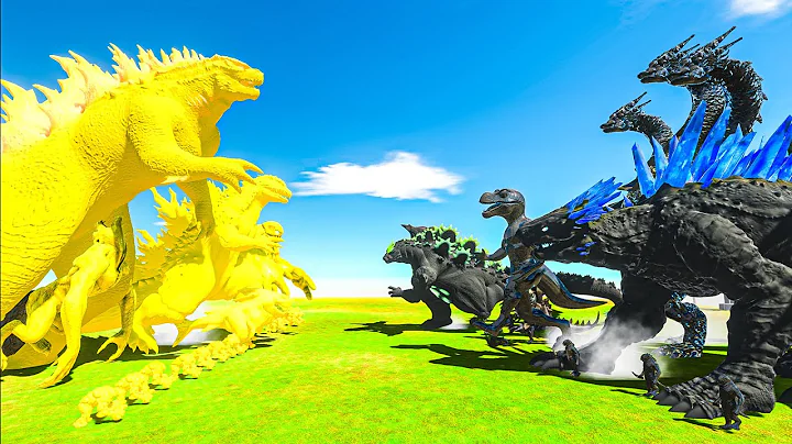 Evolved Godzilla vs King Ghidorah – Yellow Monster Team vs Dark Monster Team (Strongest Battle)