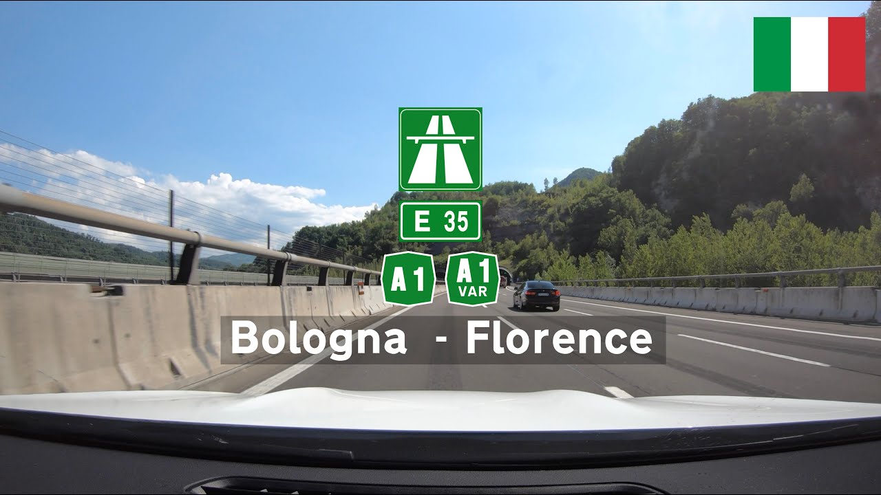 Driving in Italy Autostrada del Sole A1 VAR E35 from Bologna (South