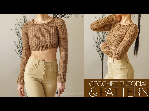 Crochet Cropped Long Sleeve Sweater | Pattern & Tutorial DIY