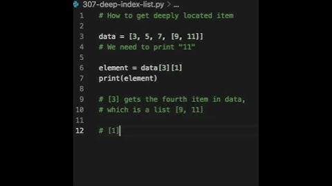 When you deal with nested data, you can easily index the deeper items by subsequently indexing