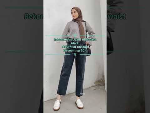 ™Shopee Haul Outfit Hijab Celana Jeans Highwaist✨
