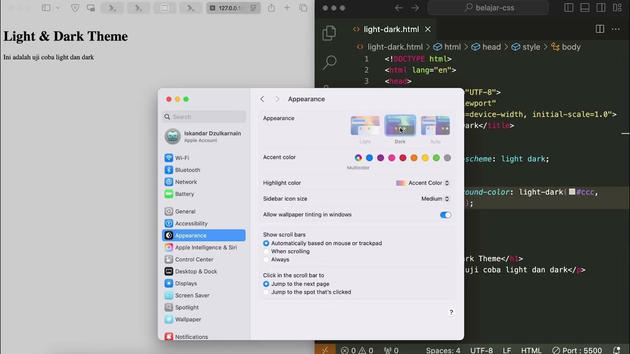 Mencoba Fitur light dark CSS - YouTube